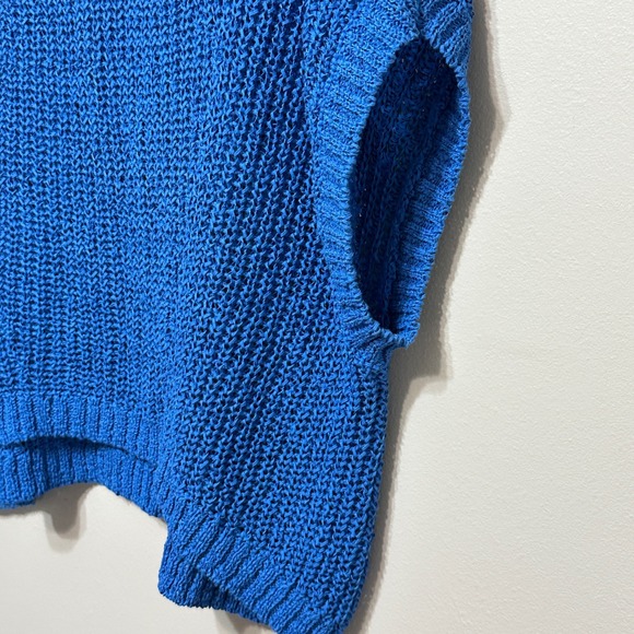 Tommy Bahama Marlin Open Knit V Neck Sleeveless Sweater Top Women M Blue Popover - Picture 4 of 9